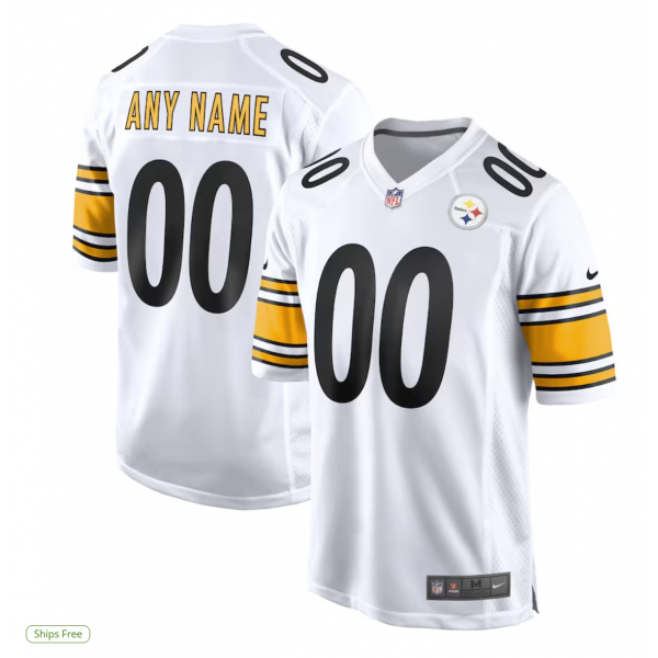 Men's Pittsburgh Steelers Nike White Game Custom Jersey Men's Pittsburgh Steelers Nike White Game Custom Jersey