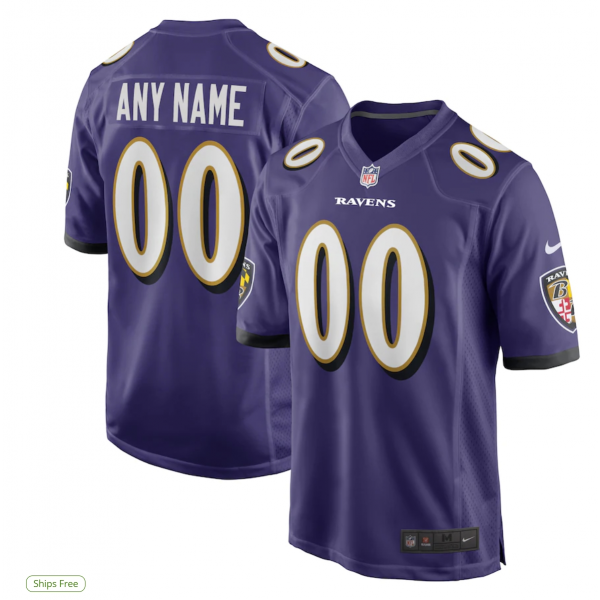 Men's Baltimore Ravens Nike Purple Custom Game Jersey Men's Baltimore Ravens Nike Purple Custom Game Jersey