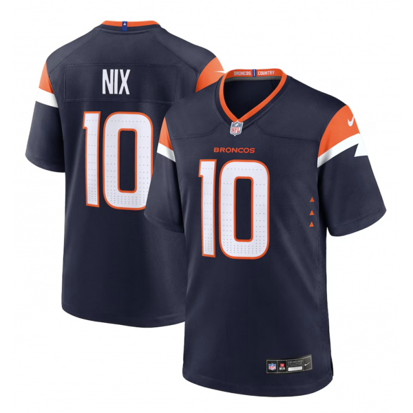 Men's Denver Broncos Bo Nix Nike Navy Alternate Game Jersey Men's Denver Broncos Bo Nix Nike Navy Alternate Game Jersey
