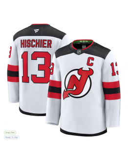 Men's New Jersey Devils Nico Hischier Fanatics White Away Premium Jersey