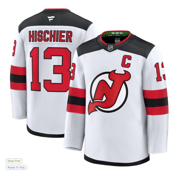 Men's New Jersey Devils Nico Hischier Fanatics White Away Premium Jersey