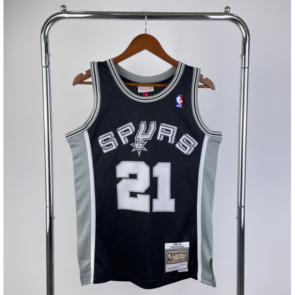 Men's San Antonio Spurs Tim Duncan Black 1998/99 Hardwood Classics Swingman Jersey