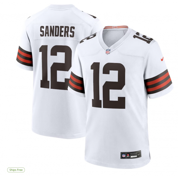 Men's Cleveland Browns Shedeur Sanders Nike White 2025 NFL Draft Game Jersey