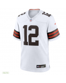 Men's Cleveland Browns Shedeur Sanders Nike White 2025 NFL Draft Game Jersey