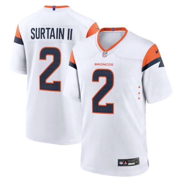 Men's Denver Broncos Patrick Surtain II Nike White Mile High Collection Game Jersey