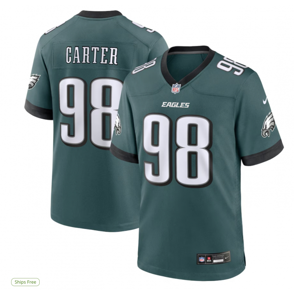 Men's Philadelphia Eagles Jalen Carter Nike Midnight Green Team Game Jersey