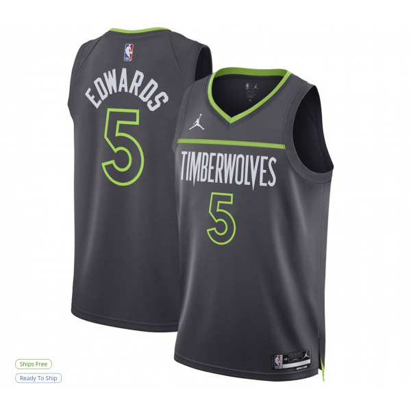 Unisex Minnesota Timberwolves Anthony Edwards Jordan Brand Charcoal Swingman Jersey - Statement Edition