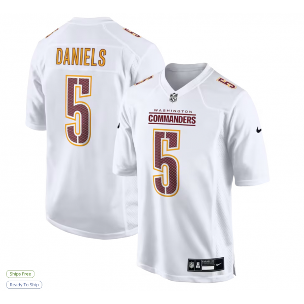 Men's Washington Commanders Jayden Daniels Nike Tundra White Fashion Jersey