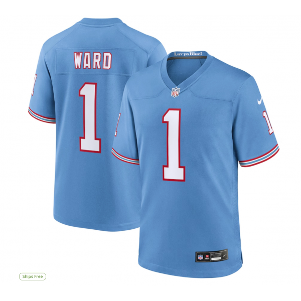 Men's Tennessee Titans Cameron Ward Nike Light Blue 2025 NFL Draft First Round Pick 2nd Alternate Game Jersey