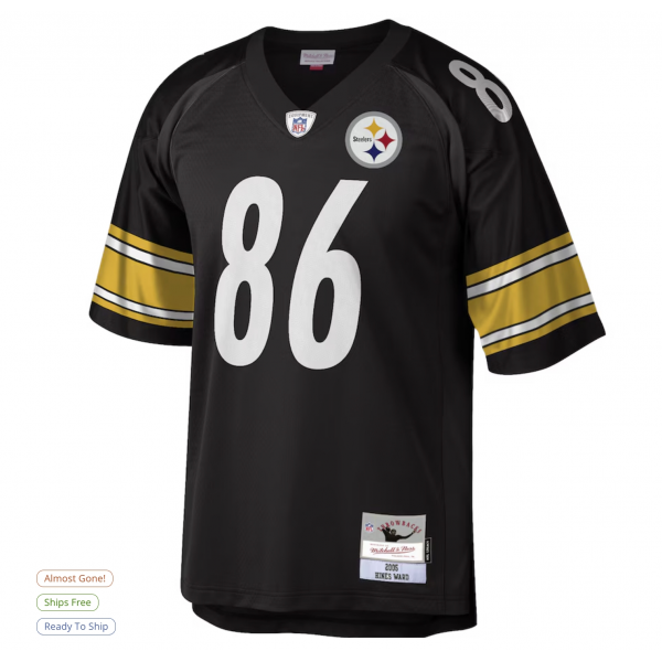 Men's Pittsburgh Steelers Hines Ward Mitchell & Ness Black Replica Jersey