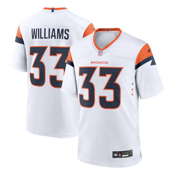 Men's Denver Broncos Javonte Williams Nike White Mile High Collection Game Jersey