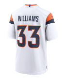 Men's Denver Broncos Javonte Williams Nike White Mile High Collection Game Jersey