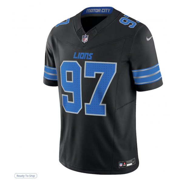Men's Detroit Lions Aidan Hutchinson Nike Black 2nd Alternate Limited Jersey