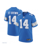 Men's Detroit Lions Amon-Ra St. Brown Nike Blue Game Jersey Men's Detroit Lions Amon-Ra St. Brown Nike Blue Game Jersey