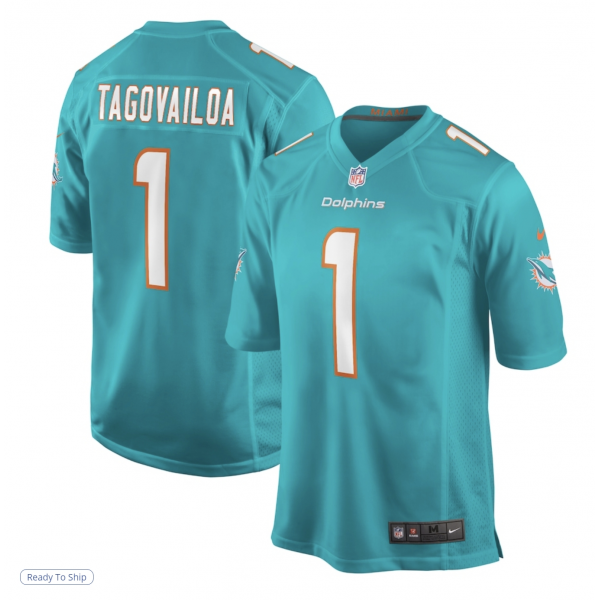 Men's Miami Dolphins Tua Tagovailoa Nike Aqua Player Game Jersey