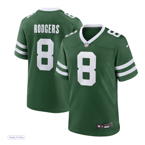 Men's New York Jets Aaron Rodgers Nike Legacy Green Game Jersey