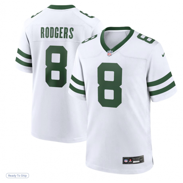 Men's New York Jets Aaron Rodgers Nike Legacy White Game Jersey