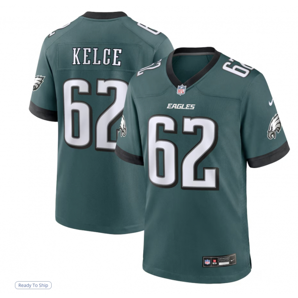 Men's Philadelphia Eagles Jason Kelce Nike Midnight Green Team Game Jersey