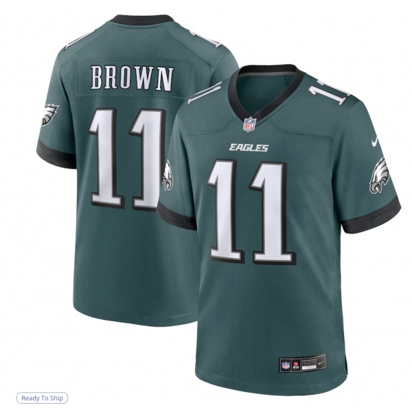 Men's Philadelphia Eagles A.J. Brown Nike Midnight Green Team Game Jersey