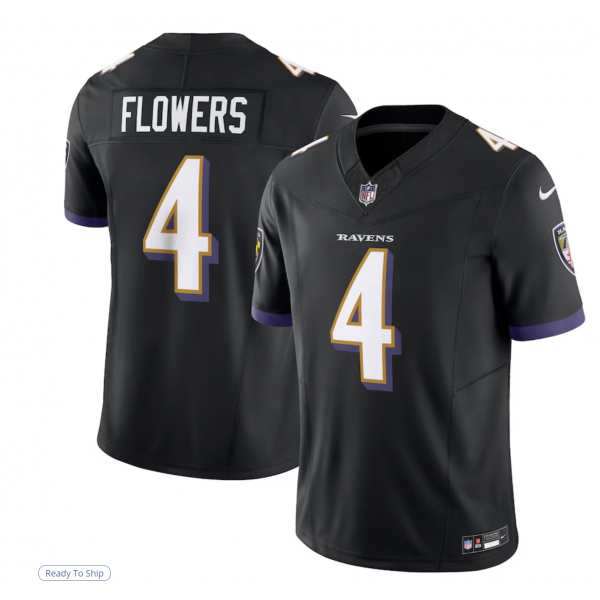 Men's Baltimore Ravens Zay Flowers Nike Black Alternate Limited Jersey