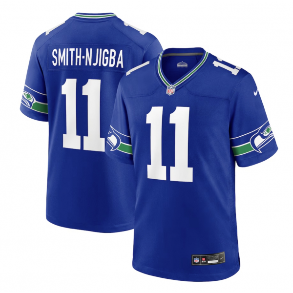 Men's Seattle Seahawks Jaxon Smith-Njigba Nike Royal Throwback Player Game Jersey