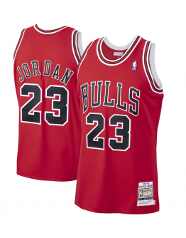 Men's Chicago Bulls Michael Jordan Mitchell & Ness Scarlet 1997/98 Hardwood Classics Authentic Jersey