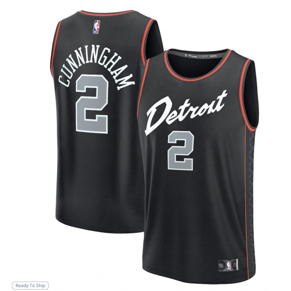 Men's Detroit Pistons Cade Cunningham Fanatics Black Fast Break Jersey - City Edition