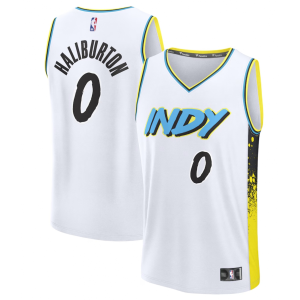 Youth Indiana Pacers Tyrese Haliburton Fanatics White 2024/25 Fast Break Player Jersey - City Edition