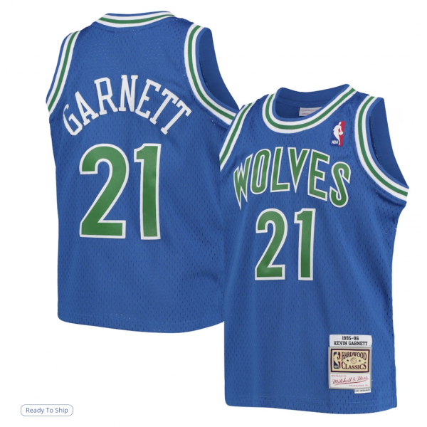 Youth Minnesota Timberwolves Kevin Garnett Mitchell & Ness Blue 1995-96 Hardwood Classics Swingman Jersey