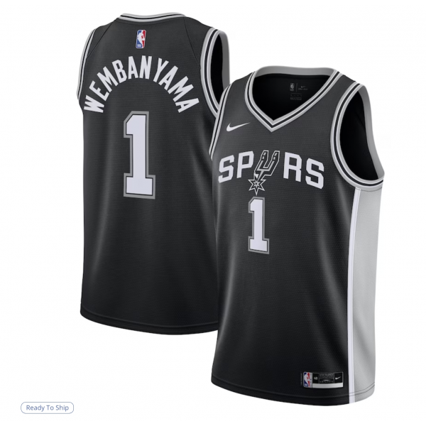Youth San Antonio Spurs Victor Wembanyama Nike Black Swingman Jersey - Icon Edition