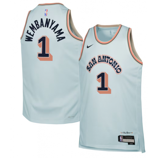 Youth San Antonio Spurs Victor Wembanyama Nike Light Blue 2024/25 Swingman Player Jersey - City Edition