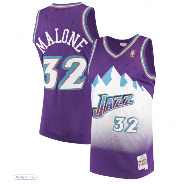 Men's Utah Jazz Karl Malone Mitchell & Ness Purple 1996/97 Hardwood Classics Swingman Jersey