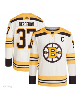Men's Boston Bruins Patrice Bergeron adidas Cream Alternate Primegreen Authentic Player Jersey