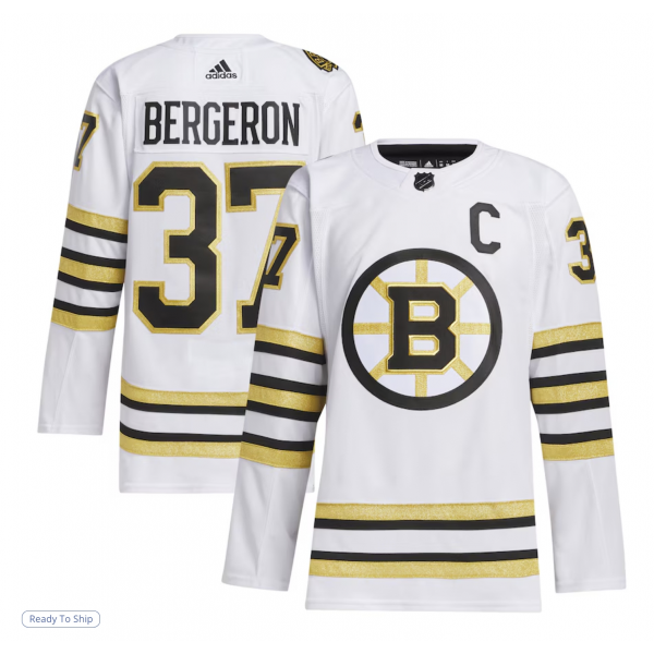 Men's Boston Bruins Patrice Bergeron adidas White Away Primegreen Authentic Player Jersey