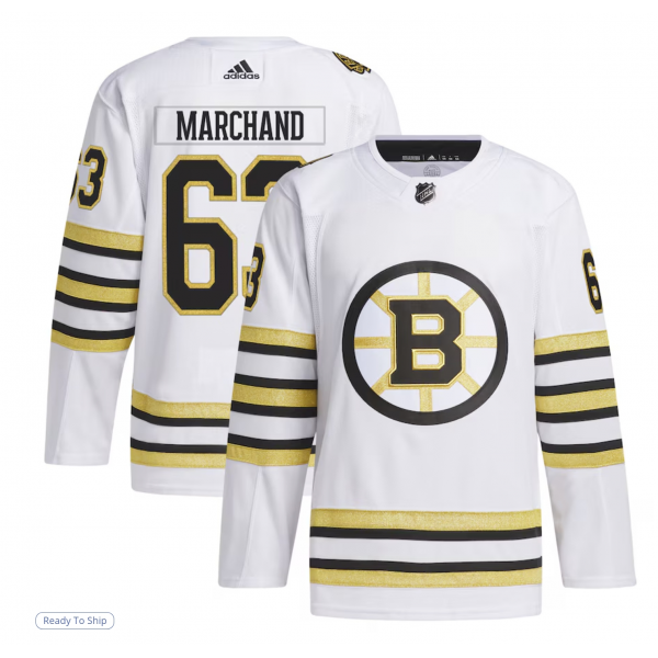 Men's Boston Bruins Brad Marchand adidas White Alternate Primegreen Authentic Player Jersey