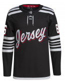 Men's New Jersey Devils Jack Hughes adidas Black Alternate Primegreen Authentic Player Jersey