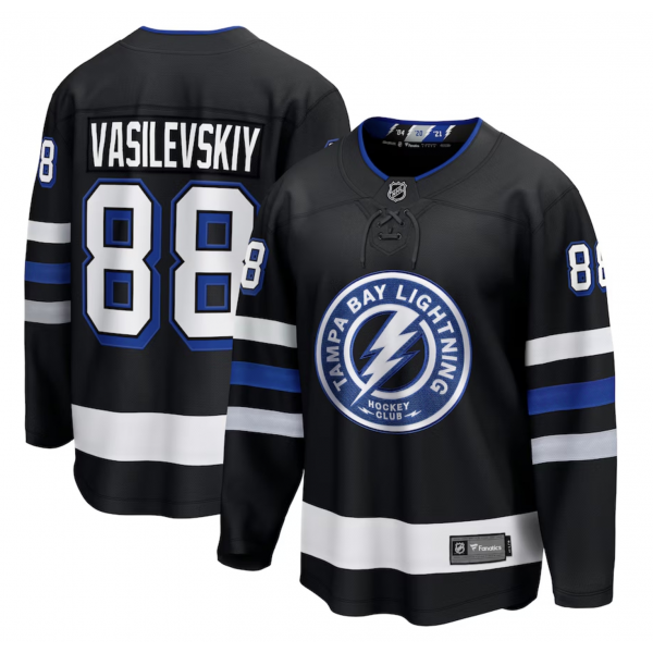 Men's Tampa Bay Lightning Andrei Vasilevskiy Fanatics Black Alternate Premier Breakaway Player Jersey