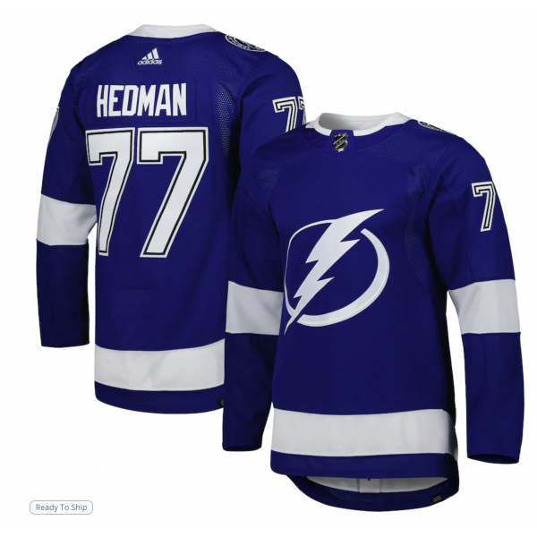 Men's Tampa Bay Lightning Victor Hedman adidas Blue Home Primegreen Authentic Player Jersey