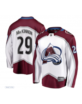 Men's Colorado Avalanche Nathan MacKinnon Fanatics White Away Premier Breakaway Player Jersey