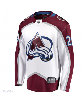 Men's Colorado Avalanche Nathan MacKinnon Fanatics White Away Premier Breakaway Player Jersey