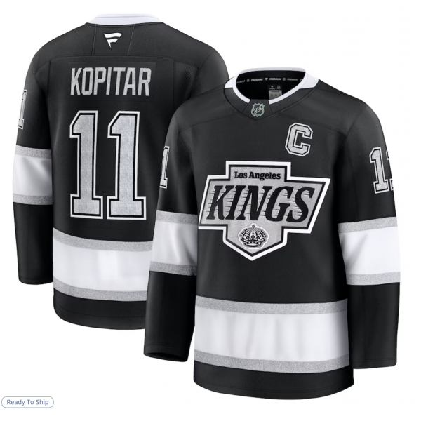 Youth Los Angeles Kings Wayne Gretzky Mitchell & Ness Black 1992/93 Captain Patch Blue Line Player Jersey