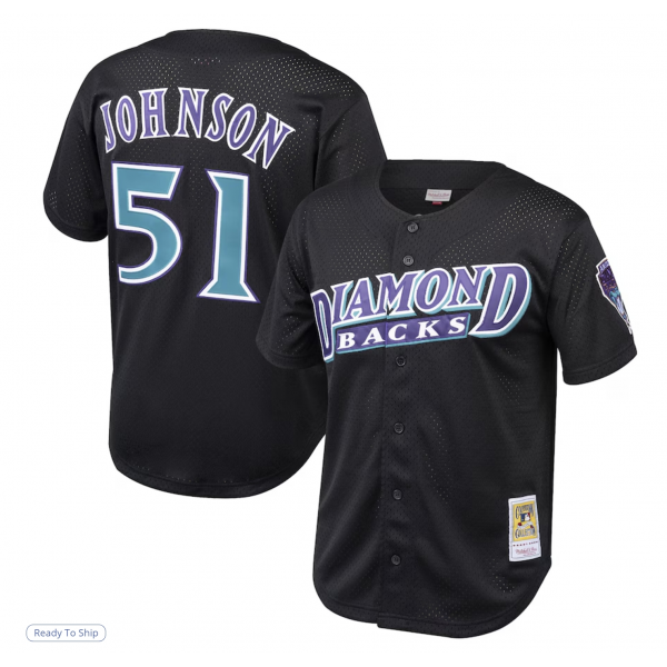 Youth Arizona Diamondbacks Randy Johnson Mitchell & Ness Black Cooperstown Collection Mesh Batting Practice Jersey
