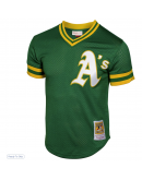 Men's Athletics Rickey Henderson Mitchell & Ness Green 1991 Cooperstown Mesh Batting Practice Jersey