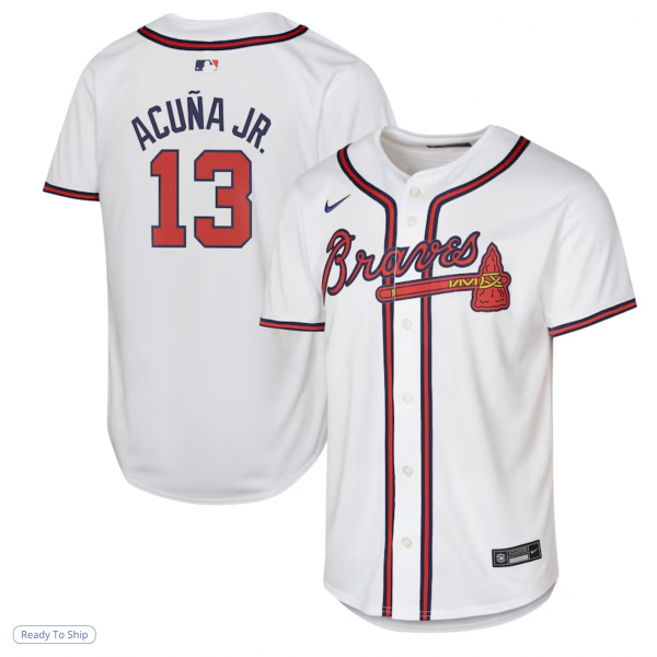 Youth Atlanta Braves Ronald Acuña Jr. Nike White Home Limited Player Jersey