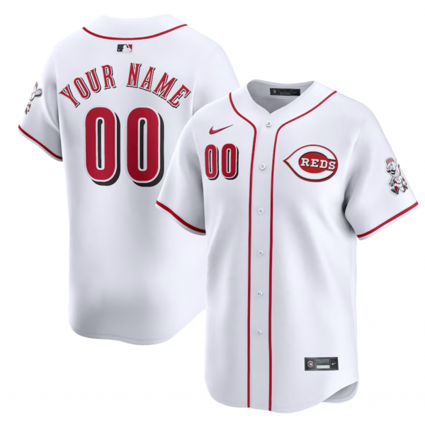 Men's Cincinnati Reds Nike White Home Limited Custom Jersey Men's Cincinnati Reds Nike White Home Limited Custom Jersey