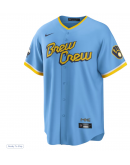 Men's Milwaukee Brewers Christian Yelich Nike Powder Blue City Connect Replica Player Jersey