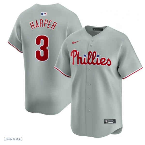 Men's Philadelphia Phillies Bryce Harper Nike Gray Away Limited Player Jersey