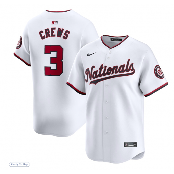 Men's Washington Nationals Dylan Crews Nike White Home Limited Player Jersey