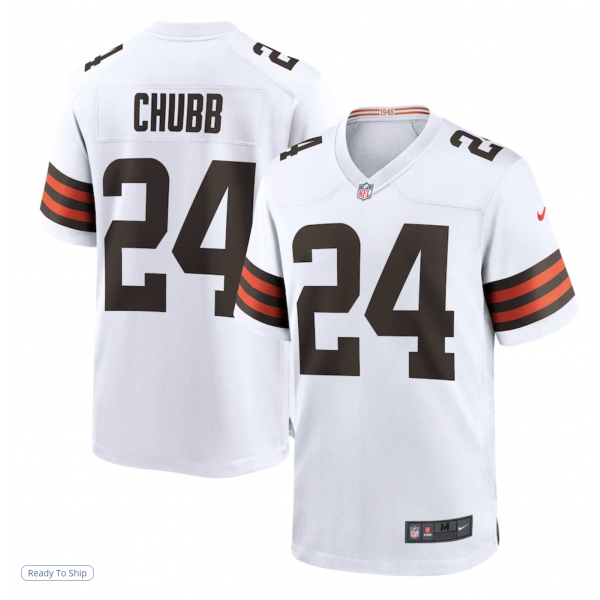 Men's Cleveland Browns Nick Chubb Nike White Game Jersey Men's Cleveland Browns Nick Chubb Nike White Game Jersey